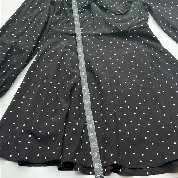 Lulus dress farmhouse cottage polka dot Sweetie Aura Black‎ White Mini Small - Picture 8 of 10